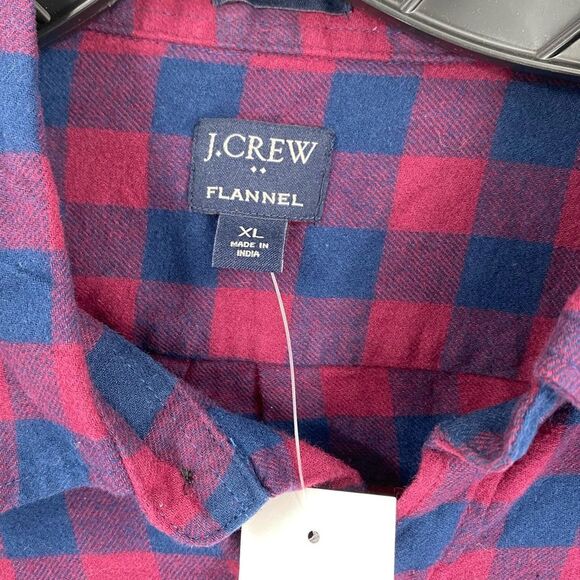 J. Crew Casual Blue and Red Button Down Slim Fit Flannel Shirt size XL - Picture 2 of 4